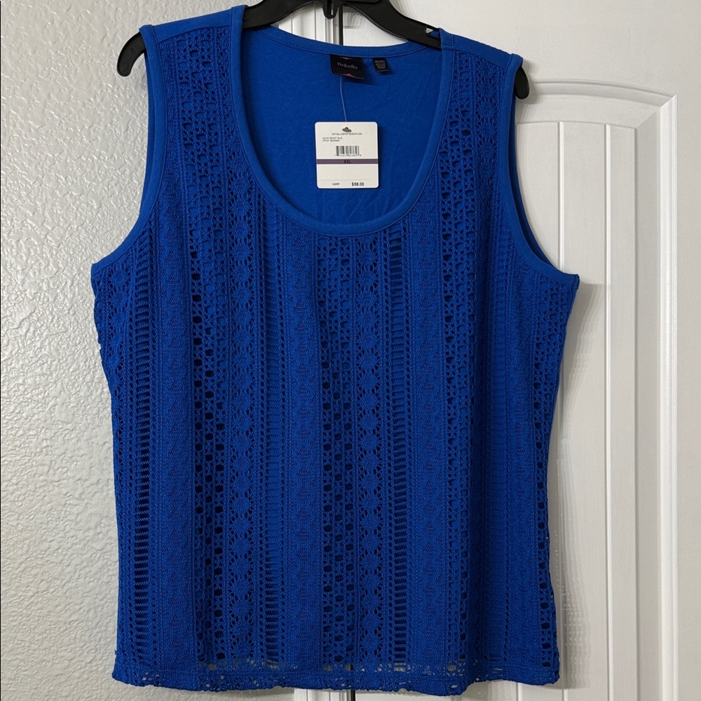 Rafaella Blue Sleeveless Lace Top
